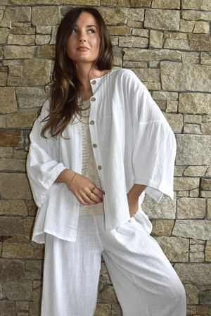 Loom & Thread Pin Tuck Blouse White /40=
